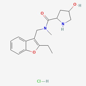 molecular formula C17H23ClN2O3 B6660228 N-[(2-ethyl-1-benzofuran-3-yl)methyl]-4-hydroxy-N-methylpyrrolidine-2-carboxamide;hydrochloride 