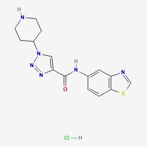molecular formula C15H17ClN6OS B6660286 N-(1,3-benzothiazol-5-yl)-1-piperidin-4-yltriazole-4-carboxamide;hydrochloride 