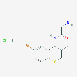 molecular formula C13H18BrClN2OS B6660368 N-(6-bromo-3-methyl-3,4-dihydro-2H-thiochromen-4-yl)-2-(methylamino)acetamide;hydrochloride 