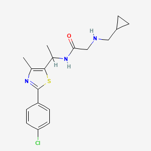 molecular formula C18H22ClN3OS B6660394 N-[1-[2-(4-chlorophenyl)-4-methyl-1,3-thiazol-5-yl]ethyl]-2-(cyclopropylmethylamino)acetamide 