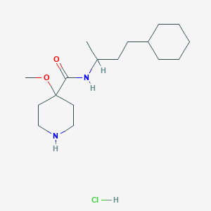 molecular formula C17H33ClN2O2 B6660412 N-(4-cyclohexylbutan-2-yl)-4-methoxypiperidine-4-carboxamide;hydrochloride 