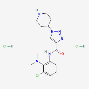 molecular formula C16H23Cl3N6O B6660495 N-[3-chloro-2-(dimethylamino)phenyl]-1-piperidin-4-yltriazole-4-carboxamide;dihydrochloride 