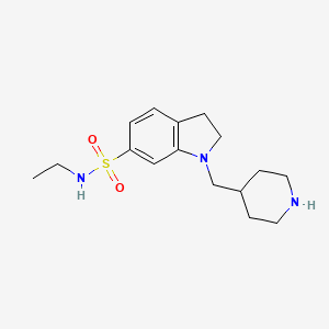 molecular formula C16H25N3O2S B6660642 N-ethyl-1-(piperidin-4-ylmethyl)-2,3-dihydroindole-6-sulfonamide 