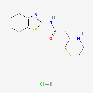 molecular formula C13H20ClN3OS2 B6660665 N-(4,5,6,7-tetrahydro-1,3-benzothiazol-2-yl)-2-thiomorpholin-3-ylacetamide;hydrochloride 