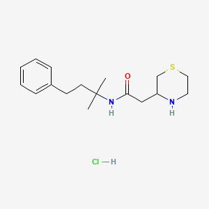molecular formula C17H27ClN2OS B6660679 N-(2-methyl-4-phenylbutan-2-yl)-2-thiomorpholin-3-ylacetamide;hydrochloride 