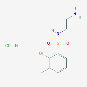 molecular formula C9H14BrClN2O2S B6660845 N-(2-aminoethyl)-2-bromo-3-methylbenzenesulfonamide;hydrochloride 