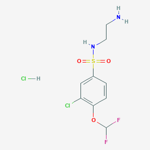 molecular formula C9H12Cl2F2N2O3S B6660851 N-(2-aminoethyl)-3-chloro-4-(difluoromethoxy)benzenesulfonamide;hydrochloride 