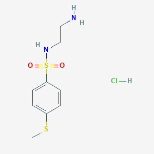 molecular formula C9H15ClN2O2S2 B6660879 N-(2-aminoethyl)-4-methylsulfanylbenzenesulfonamide;hydrochloride 