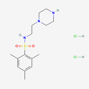 molecular formula C15H27Cl2N3O2S B6660910 2,4,6-trimethyl-N-[2-(piperazin-1-yl)ethyl]benzene-1-sulfonamidedihydrochloride 