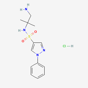 molecular formula C13H19ClN4O2S B6660934 N-(1-amino-2-methylpropan-2-yl)-1-phenylpyrazole-4-sulfonamide;hydrochloride 
