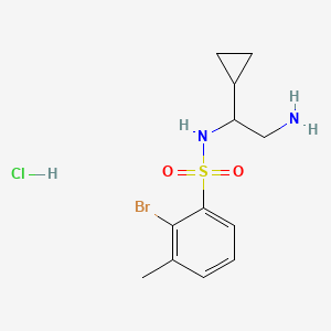 molecular formula C12H18BrClN2O2S B6660974 N-(2-amino-1-cyclopropylethyl)-2-bromo-3-methylbenzenesulfonamide;hydrochloride 