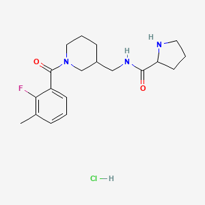 molecular formula C19H27ClFN3O2 B6661160 N-[[1-(2-fluoro-3-methylbenzoyl)piperidin-3-yl]methyl]pyrrolidine-2-carboxamide;hydrochloride 