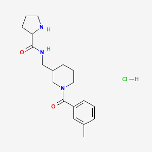 molecular formula C19H28ClN3O2 B6661195 N-[[1-(3-methylbenzoyl)piperidin-3-yl]methyl]pyrrolidine-2-carboxamide;hydrochloride 