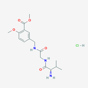 molecular formula C17H26ClN3O5 B6661979 methyl 5-[[[2-[[(2S)-2-amino-3-methylbutanoyl]amino]acetyl]amino]methyl]-2-methoxybenzoate;hydrochloride 