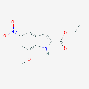 molecular formula C12H12N2O5 B066630 7-甲氧基-5-硝基-1H-吲哚-2-甲酸乙酯 CAS No. 176956-21-1