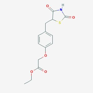 molecular formula C14H15NO5S B066642 Ethyl 2-[4-[(2,4-dioxo-1,3-thiazolidin-5-yl)methyl]phenoxy]acetate CAS No. 172648-06-5