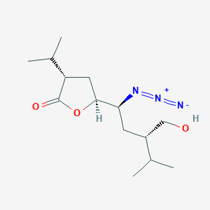 molecular formula C14H25N3O3 B066650 (3S,5S)-5-((1S,3S)-1-azido-3-(hydroxymethyl)-4-methylpentyl)-3-isopropyldihydrofuran-2(3H)-one CAS No. 173154-03-5