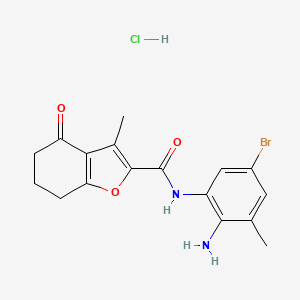 molecular formula C17H18BrClN2O3 B6666447 N-(2-amino-5-bromo-3-methylphenyl)-3-methyl-4-oxo-6,7-dihydro-5H-1-benzofuran-2-carboxamide;hydrochloride 