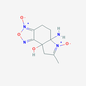 molecular formula C9H12N4O4 B066679 5a-amino-7-methyl-3,6-dioxido-5,8-dihydro-4H-pyrrolo[2,3-g][2,1,3]benzoxadiazole-3,6-diium-8a-ol CAS No. 164355-85-5