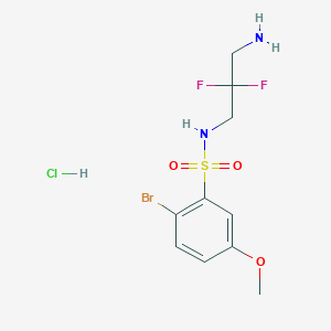 molecular formula C10H14BrClF2N2O3S B6668451 N-(3-amino-2,2-difluoropropyl)-2-bromo-5-methoxybenzenesulfonamide;hydrochloride 
