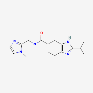 molecular formula C17H25N5O B6669209 N-methyl-N-[(1-methylimidazol-2-yl)methyl]-2-propan-2-yl-4,5,6,7-tetrahydro-3H-benzimidazole-5-carboxamide 