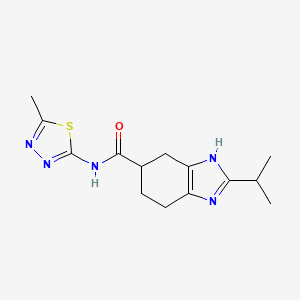 molecular formula C14H19N5OS B6669263 N-(5-methyl-1,3,4-thiadiazol-2-yl)-2-propan-2-yl-4,5,6,7-tetrahydro-3H-benzimidazole-5-carboxamide 