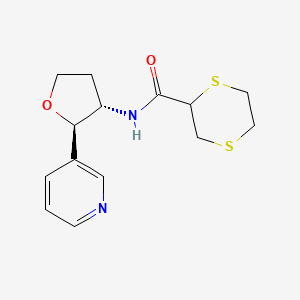 molecular formula C14H18N2O2S2 B6669708 N-[(2R,3S)-2-pyridin-3-yloxolan-3-yl]-1,4-dithiane-2-carboxamide 