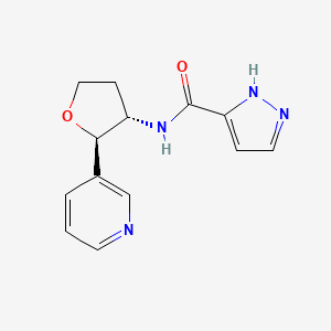 molecular formula C13H14N4O2 B6669995 N-[(2R,3S)-2-pyridin-3-yloxolan-3-yl]-1H-pyrazole-5-carboxamide 