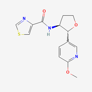 molecular formula C14H15N3O3S B6670074 N-[(2R,3S)-2-(6-methoxypyridin-3-yl)oxolan-3-yl]-1,3-thiazole-4-carboxamide 