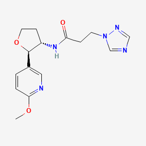 molecular formula C15H19N5O3 B6670183 N-[(2R,3S)-2-(6-methoxypyridin-3-yl)oxolan-3-yl]-3-(1,2,4-triazol-1-yl)propanamide 