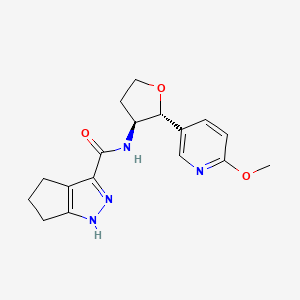 molecular formula C17H20N4O3 B6670218 N-[(2R,3S)-2-(6-methoxypyridin-3-yl)oxolan-3-yl]-1,4,5,6-tetrahydrocyclopenta[c]pyrazole-3-carboxamide 