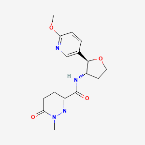molecular formula C16H20N4O4 B6670232 N-[(2R,3S)-2-(6-methoxypyridin-3-yl)oxolan-3-yl]-1-methyl-6-oxo-4,5-dihydropyridazine-3-carboxamide 