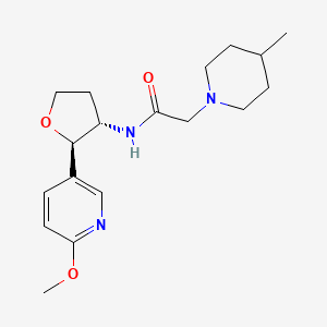 molecular formula C18H27N3O3 B6670238 N-[(2R,3S)-2-(6-methoxypyridin-3-yl)oxolan-3-yl]-2-(4-methylpiperidin-1-yl)acetamide 