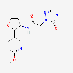molecular formula C15H19N5O4 B6670242 N-[(2R,3S)-2-(6-methoxypyridin-3-yl)oxolan-3-yl]-2-(4-methyl-5-oxo-1,2,4-triazol-1-yl)acetamide 