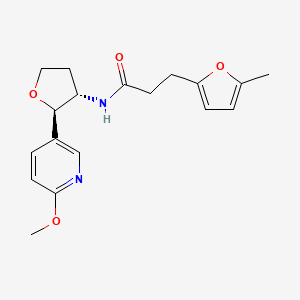 molecular formula C18H22N2O4 B6670261 N-[(2R,3S)-2-(6-methoxypyridin-3-yl)oxolan-3-yl]-3-(5-methylfuran-2-yl)propanamide 