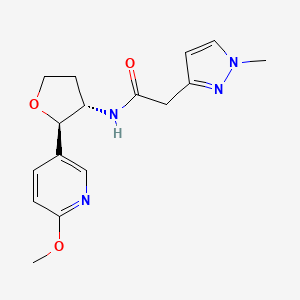 molecular formula C16H20N4O3 B6670286 N-[(2R,3S)-2-(6-methoxypyridin-3-yl)oxolan-3-yl]-2-(1-methylpyrazol-3-yl)acetamide 