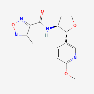 molecular formula C14H16N4O4 B6670308 N-[(2R,3S)-2-(6-methoxypyridin-3-yl)oxolan-3-yl]-4-methyl-1,2,5-oxadiazole-3-carboxamide 