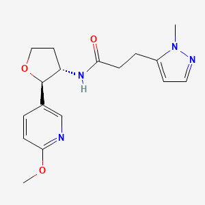 molecular formula C17H22N4O3 B6670315 N-[(2R,3S)-2-(6-methoxypyridin-3-yl)oxolan-3-yl]-3-(2-methylpyrazol-3-yl)propanamide 