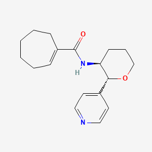 molecular formula C18H24N2O2 B6670475 N-[(2R,3S)-2-pyridin-4-yloxan-3-yl]cycloheptene-1-carboxamide 