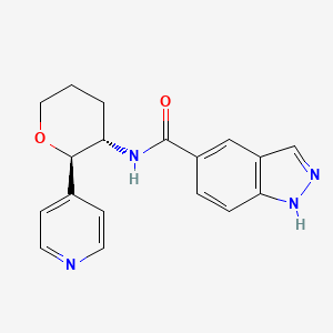 molecular formula C18H18N4O2 B6670504 N-[(2R,3S)-2-pyridin-4-yloxan-3-yl]-1H-indazole-5-carboxamide 