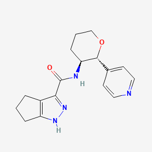 molecular formula C17H20N4O2 B6670566 N-[(2R,3S)-2-pyridin-4-yloxan-3-yl]-1,4,5,6-tetrahydrocyclopenta[c]pyrazole-3-carboxamide 
