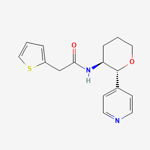 molecular formula C16H18N2O2S B6670643 N-[(2R,3S)-2-pyridin-4-yloxan-3-yl]-2-thiophen-2-ylacetamide 