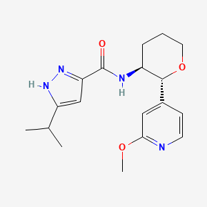 molecular formula C18H24N4O3 B6670719 N-[(2R,3S)-2-(2-methoxypyridin-4-yl)oxan-3-yl]-5-propan-2-yl-1H-pyrazole-3-carboxamide 