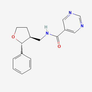 molecular formula C16H17N3O2 B6670795 N-[[(2R,3S)-2-phenyloxolan-3-yl]methyl]pyrimidine-5-carboxamide 