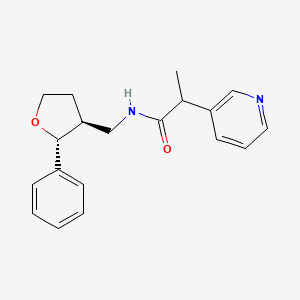 molecular formula C19H22N2O2 B6670875 N-[[(2R,3S)-2-phenyloxolan-3-yl]methyl]-2-pyridin-3-ylpropanamide 