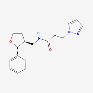 molecular formula C17H21N3O2 B6671009 N-[[(2R,3S)-2-phenyloxolan-3-yl]methyl]-3-pyrazol-1-ylpropanamide 