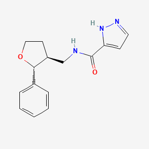 molecular formula C15H17N3O2 B6671018 N-[[(2R,3S)-2-phenyloxolan-3-yl]methyl]-1H-pyrazole-5-carboxamide 