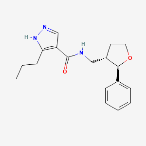 molecular formula C18H23N3O2 B6671078 N-[[(2R,3S)-2-phenyloxolan-3-yl]methyl]-5-propyl-1H-pyrazole-4-carboxamide 