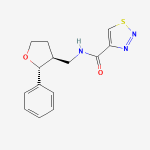 molecular formula C14H15N3O2S B6671083 N-[[(2R,3S)-2-phenyloxolan-3-yl]methyl]thiadiazole-4-carboxamide 