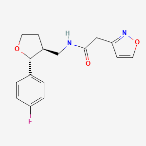 molecular formula C16H17FN2O3 B6671137 N-[[(2R,3S)-2-(4-fluorophenyl)oxolan-3-yl]methyl]-2-(1,2-oxazol-3-yl)acetamide 